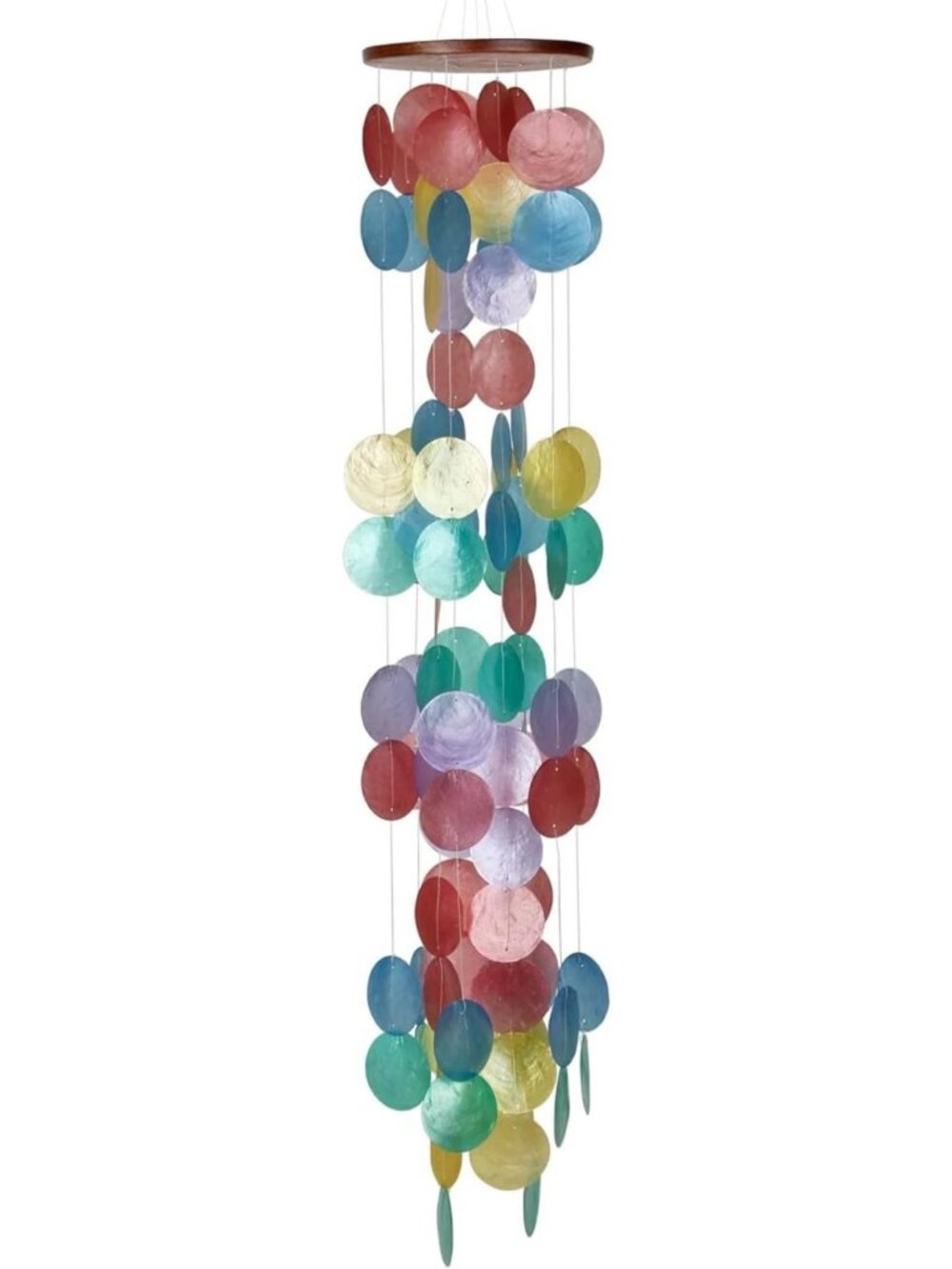 Handcrafted 40" Rainbow Capiz Shell Wind Chime | Ocean Theme Outdoor Décor